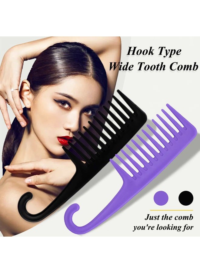 SmaringWing 2PCS Large Wide Tooth Comb, Shower Combs with Hook for Wet Curly Hair, Premium Big Hair Brush Combs to Detangle Curls, Women Detangler Comb for Detangling Wigs, Styling Dry Thick Long Cabello - Image 4